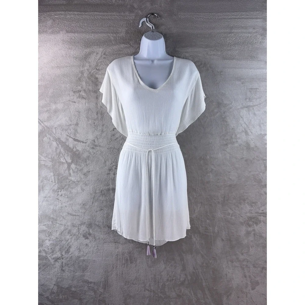 BECCA By Rebecca Virtue Tunic Cover Up Womens Size M/L White Swim Resort